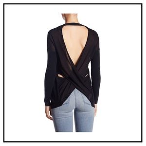 Lunik - Crisscross Back Cutout Sweater Black - S